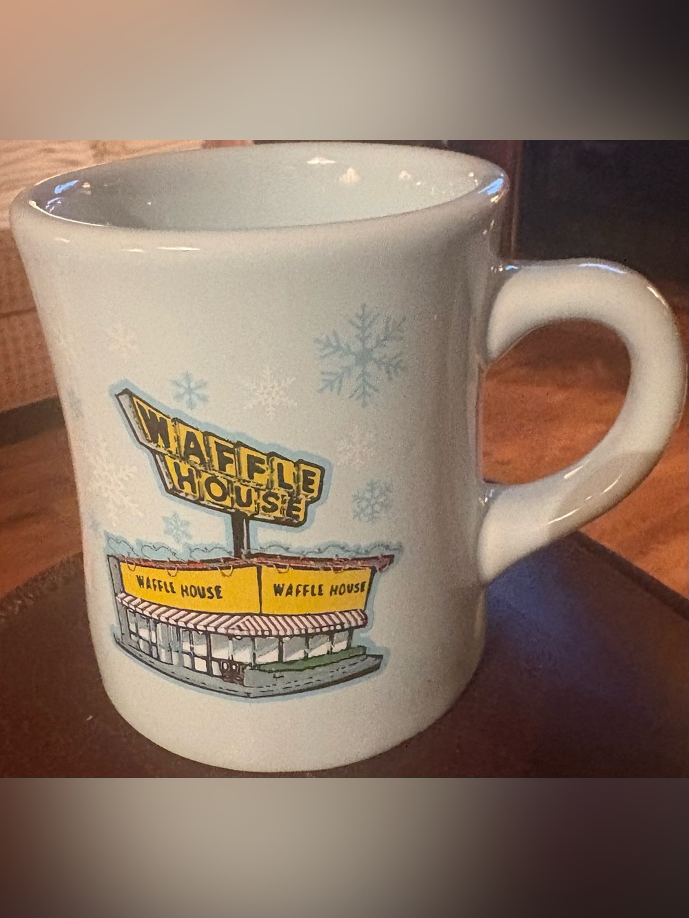 Waffle House Christmas 2023 Blue Thick Diner Style Ceramic Coffee Mug by Tuxton